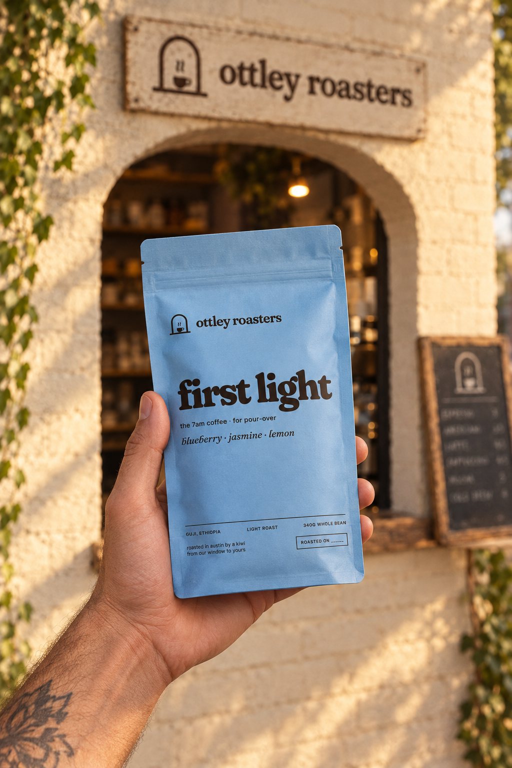 Holding a bag of First Light